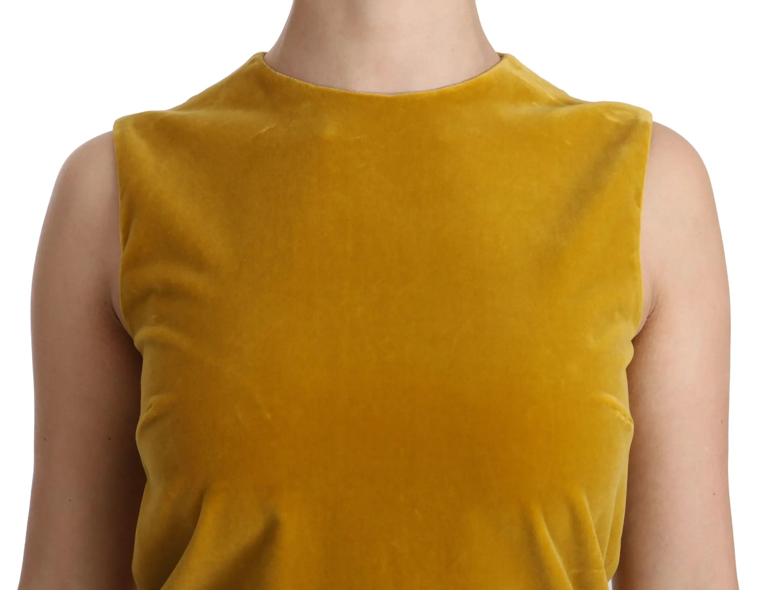 Dolce & Gabbana Mustard Velvet Stretch Shift Mini Dress - Zeiniez
