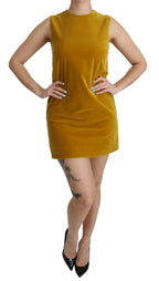 Dolce & Gabbana Mustard Velvet Stretch Shift Mini Dress - Zeiniez