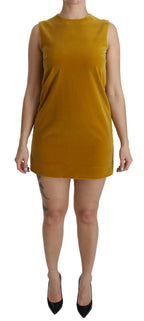 Dolce & Gabbana Mustard Velvet Stretch Shift Mini Dress - Zeiniez