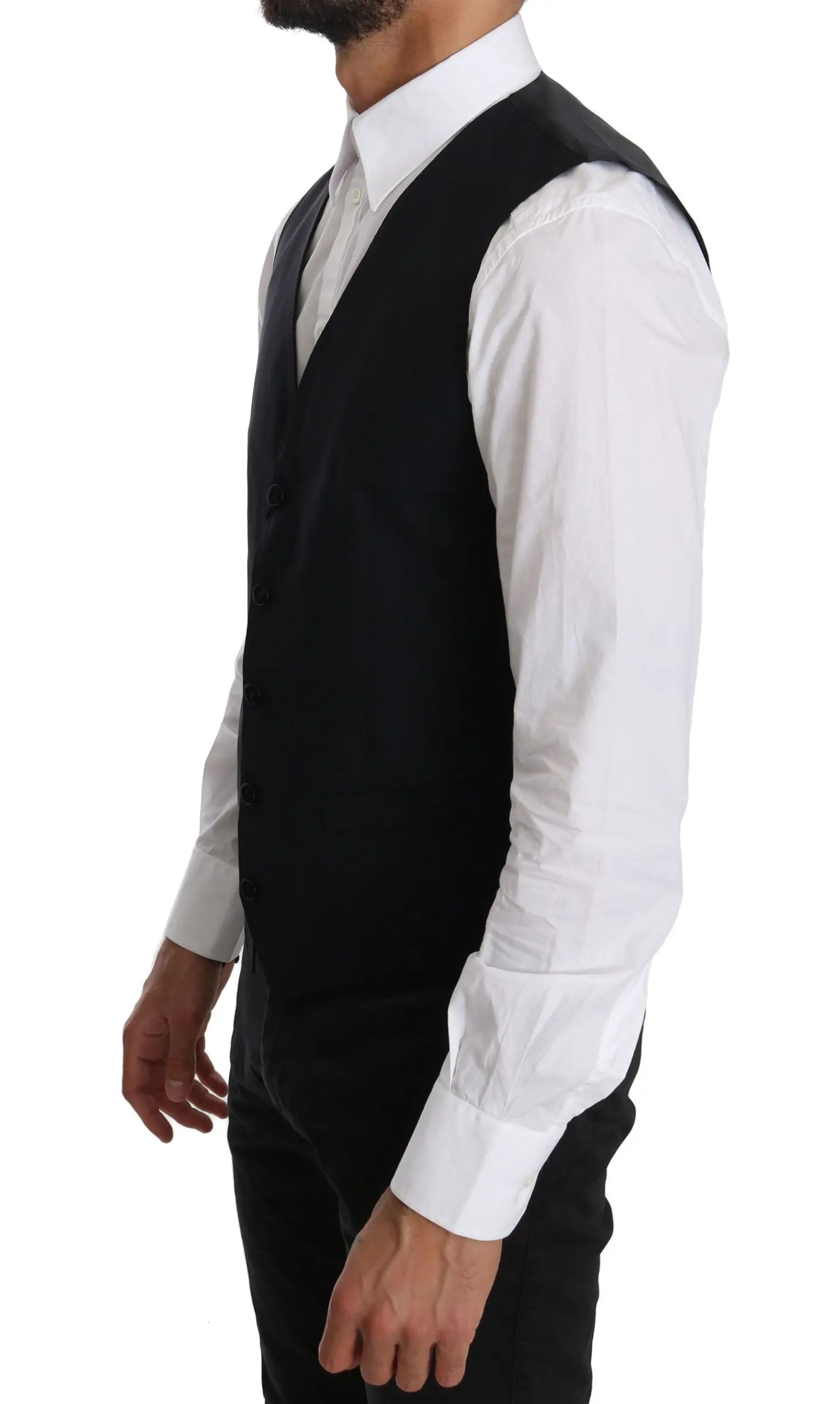 Dolce & Gabbana Blue Wool Waistcoat Formal Gilet Vest - Zeiniez