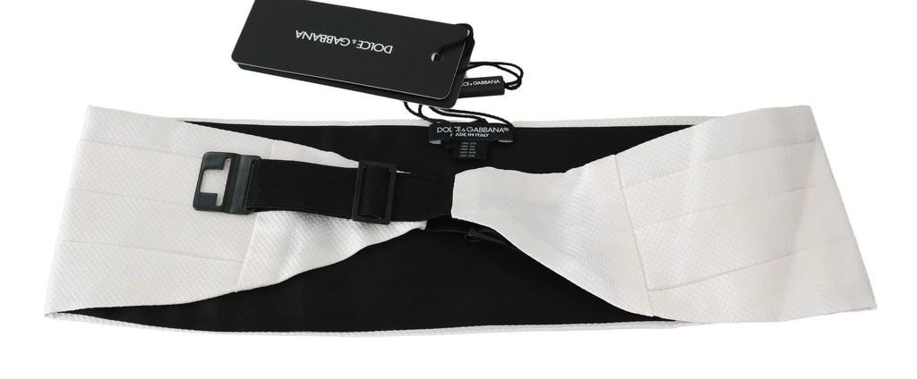 Dolce & Gabbana White Men Waist Belt 100% Silk Cummerbund - Zeiniez