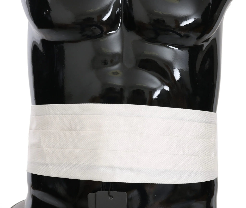 Dolce & Gabbana White Men Waist Belt 100% Silk Cummerbund - Zeiniez