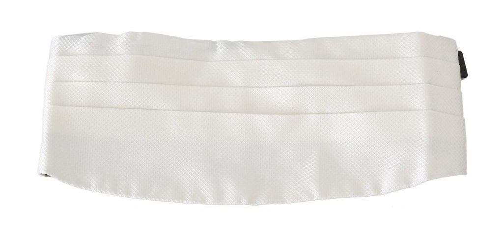 Dolce & Gabbana White Men Waist Belt 100% Silk Cummerbund - Zeiniez