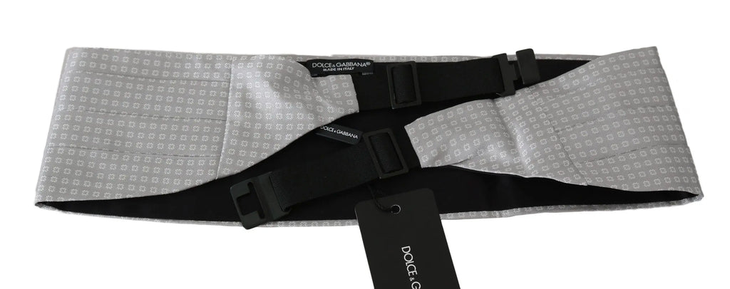 Dolce & Gabbana Gray Patterned Waist Belt Silk Cummerbund - Zeiniez