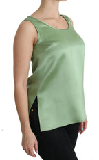 Dolce & Gabbana Green Sleeveless 100% Silk Top Tank Blouse - Zeiniez