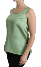 Dolce & Gabbana Green Sleeveless 100% Silk Top Tank Blouse - Zeiniez