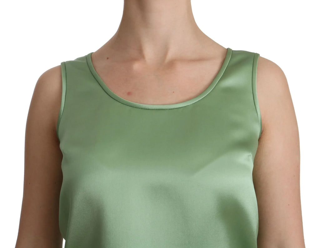 Dolce & Gabbana Green Sleeveless 100% Silk Top Tank Blouse - Zeiniez