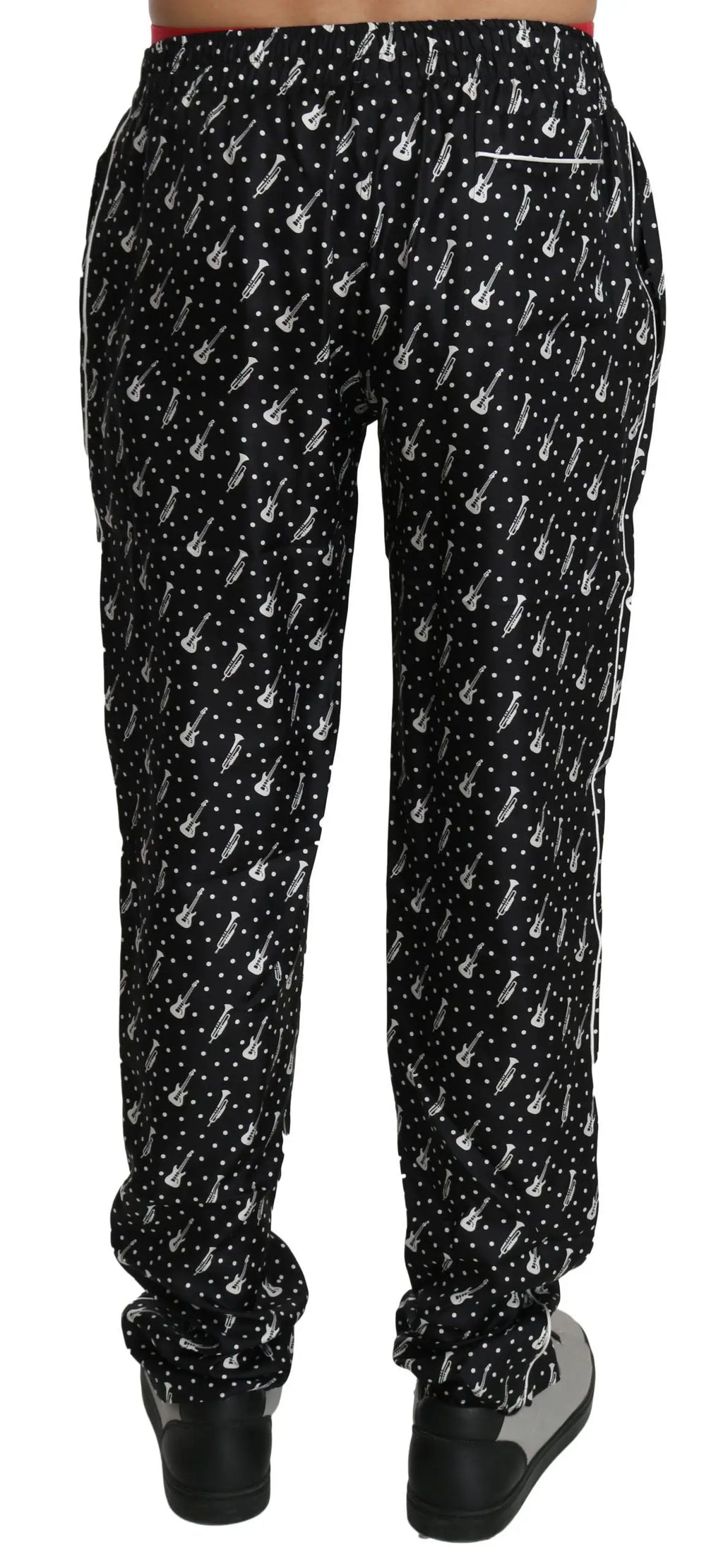 Dolce & Gabbana Silk Black Musical Instrument Trouser Pants - Zeiniez