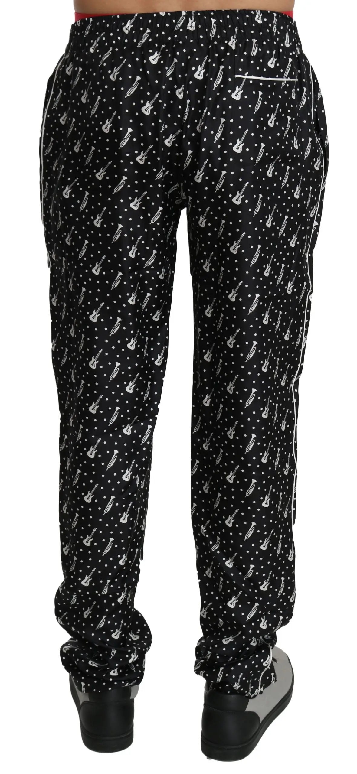 Dolce & Gabbana Silk Black Musical Instrument Trouser Pants - Zeiniez