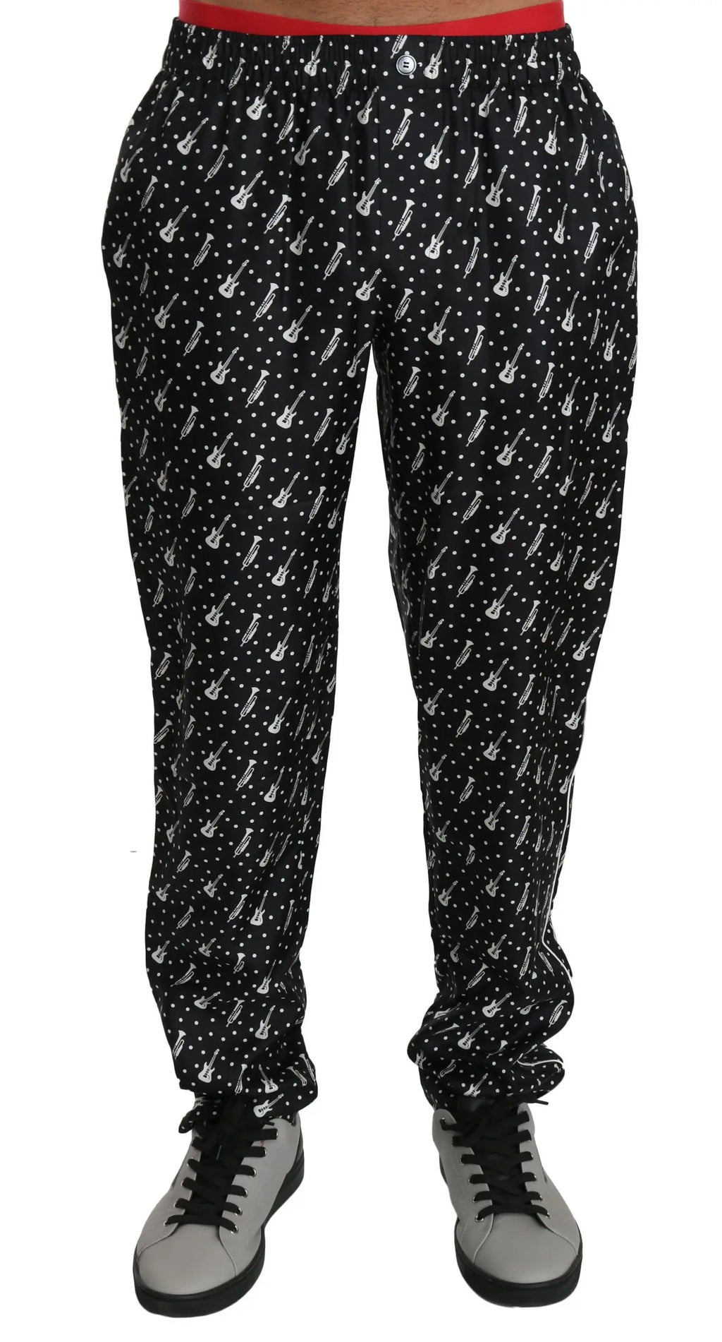 Dolce & Gabbana Silk Black Musical Instrument Trouser Pants - Zeiniez