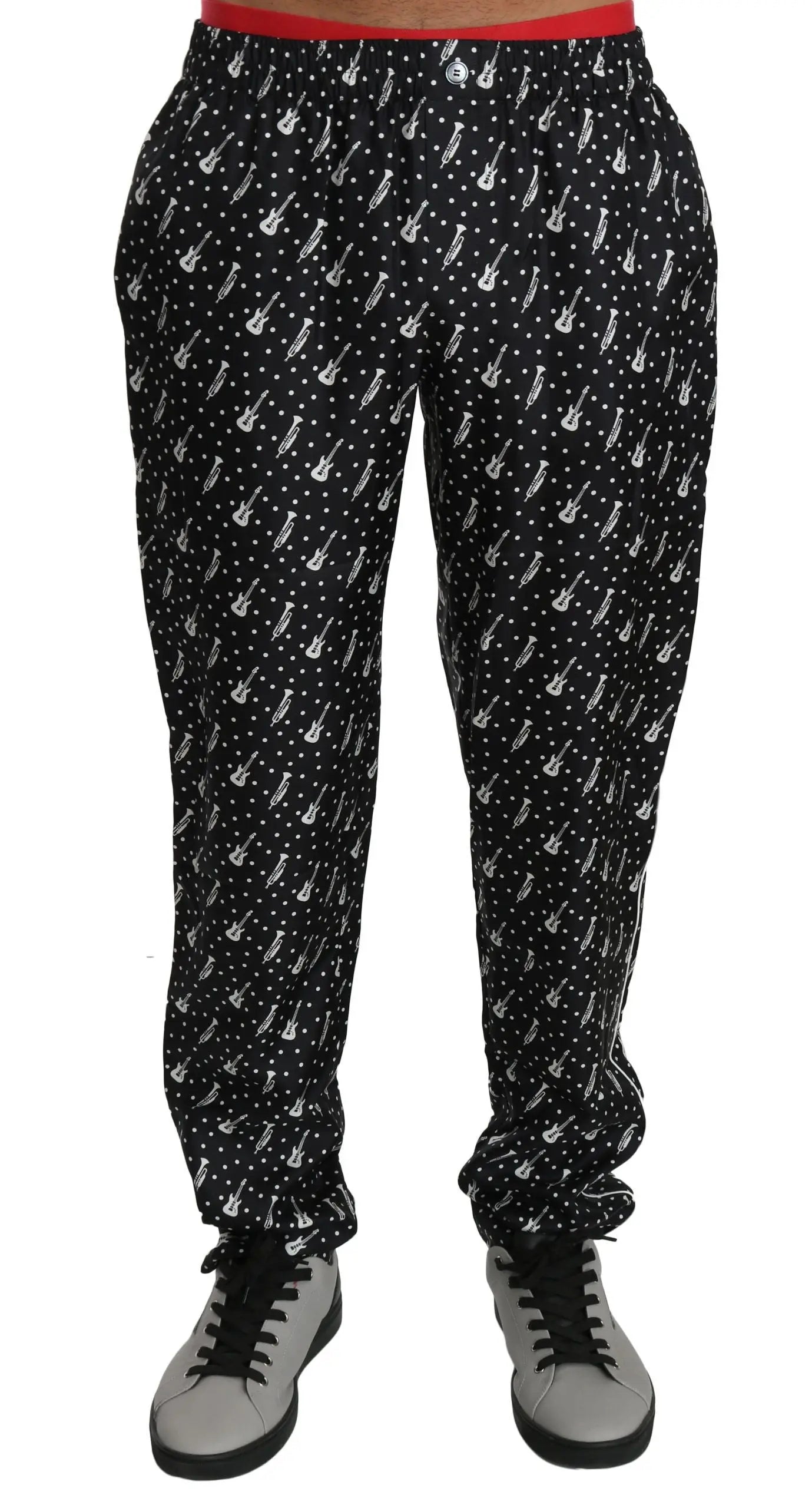 Dolce & Gabbana Silk Black Musical Instrument Trouser Pants - Zeiniez