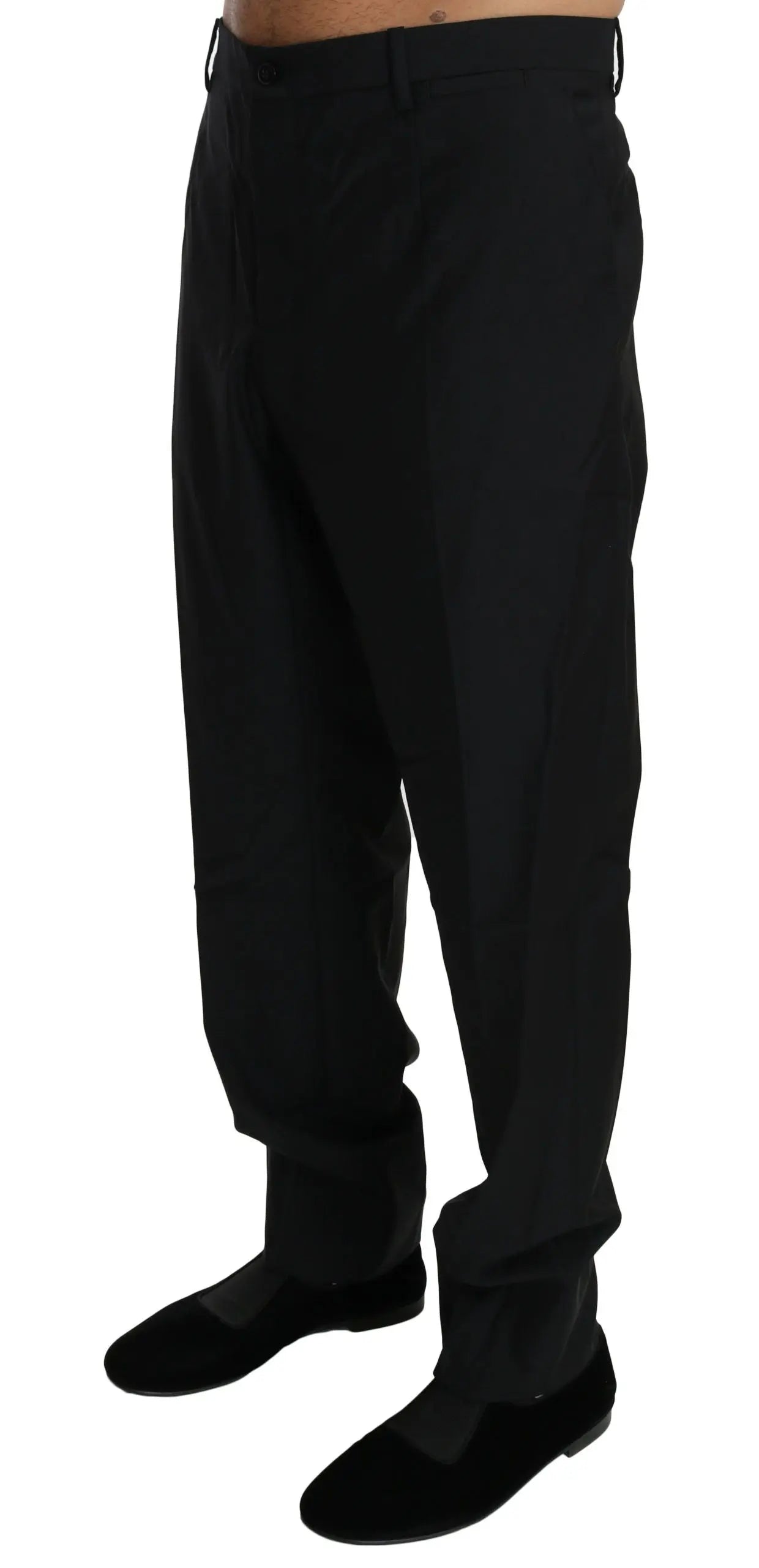 Dolce & Gabbana Black Dress Formal Trouser Men Wool Pants - Zeiniez