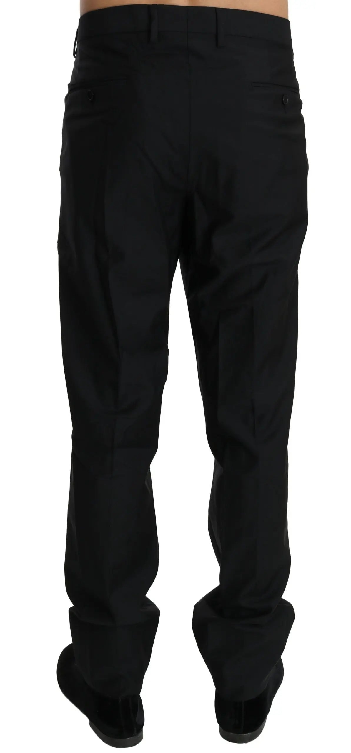 Dolce & Gabbana Black Dress Formal Trouser Men Wool Pants - Zeiniez