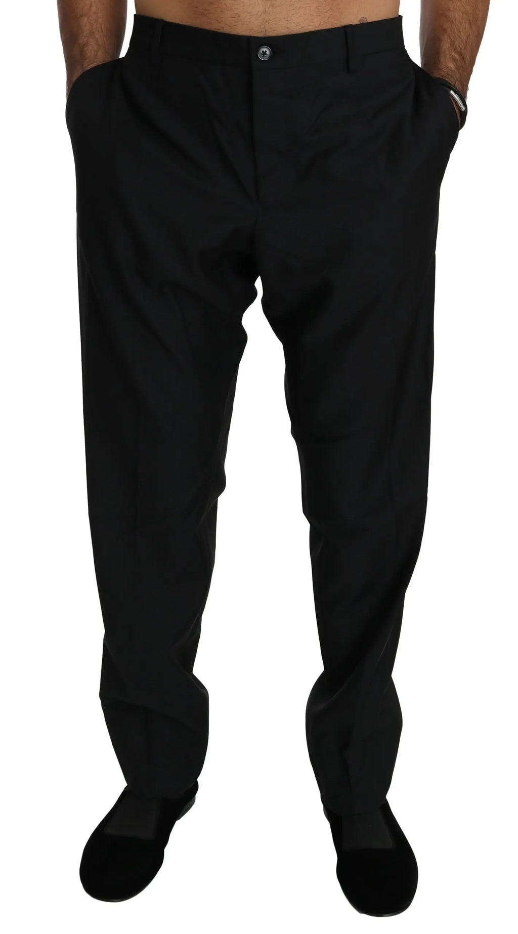 Dolce & Gabbana Black Dress Formal Trouser Men Wool Pants - Zeiniez