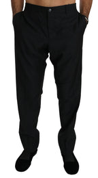 Dolce & Gabbana Black Dress Formal Trouser Men Wool Pants - Zeiniez