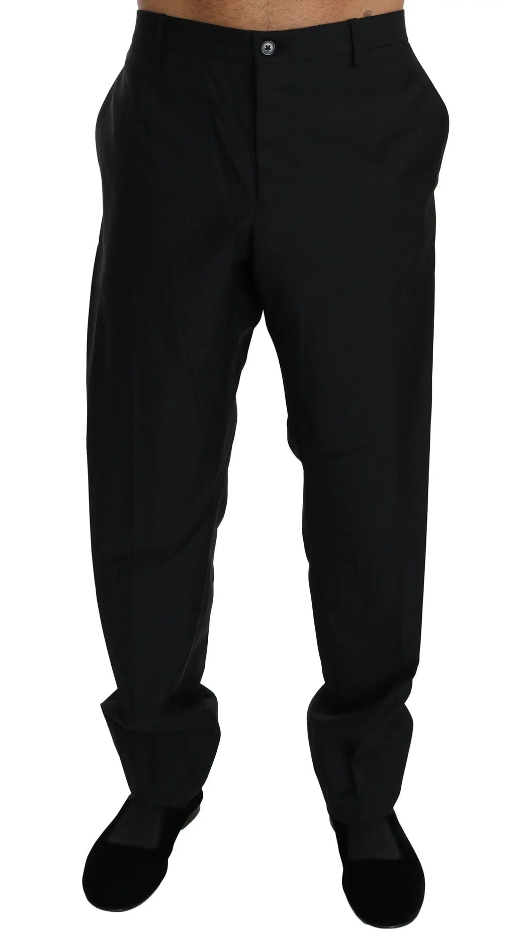 Dolce & Gabbana Black Dress Formal Trouser Men Wool Pants - Zeiniez