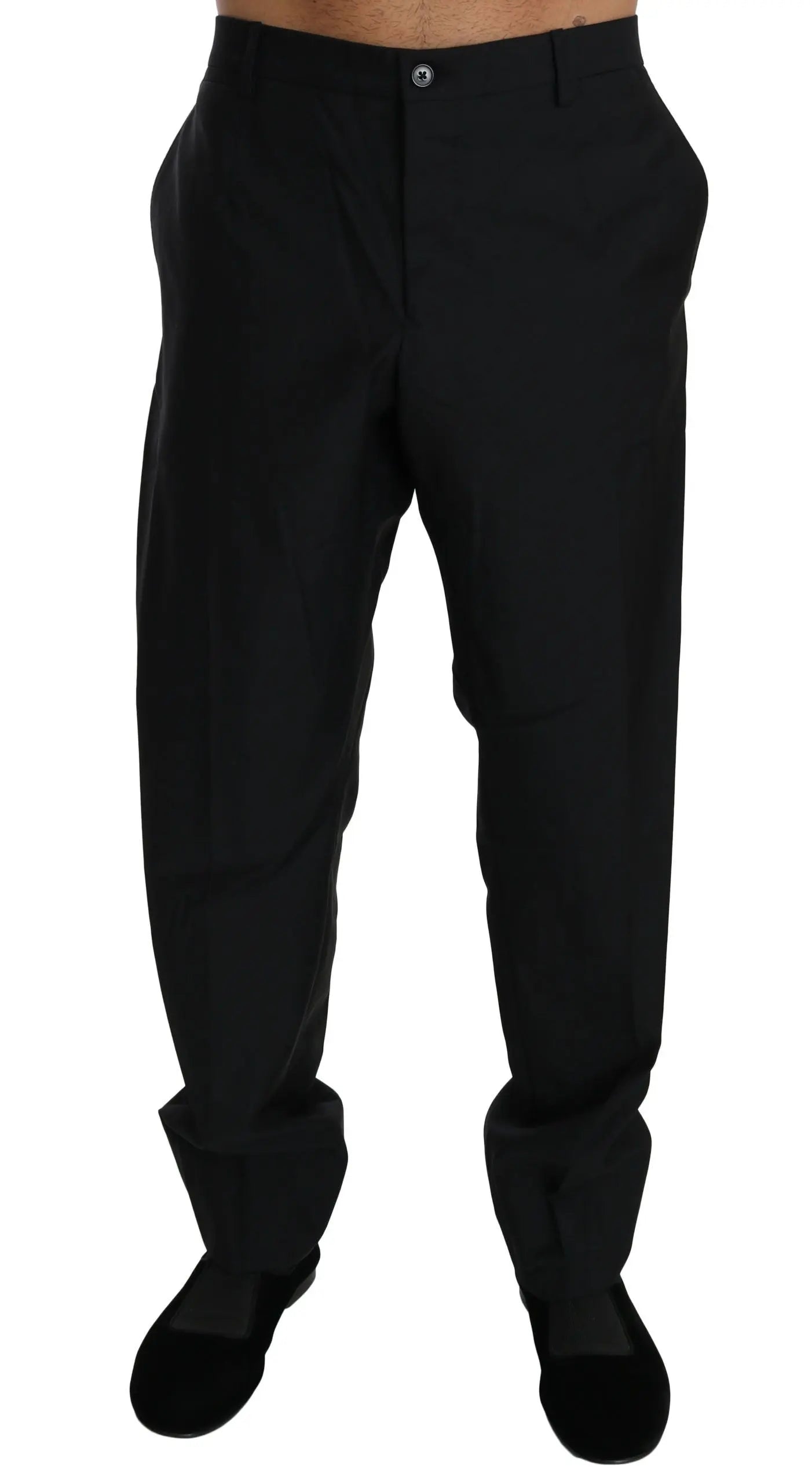Dolce & Gabbana Black Dress Formal Trouser Men Wool Pants - Zeiniez