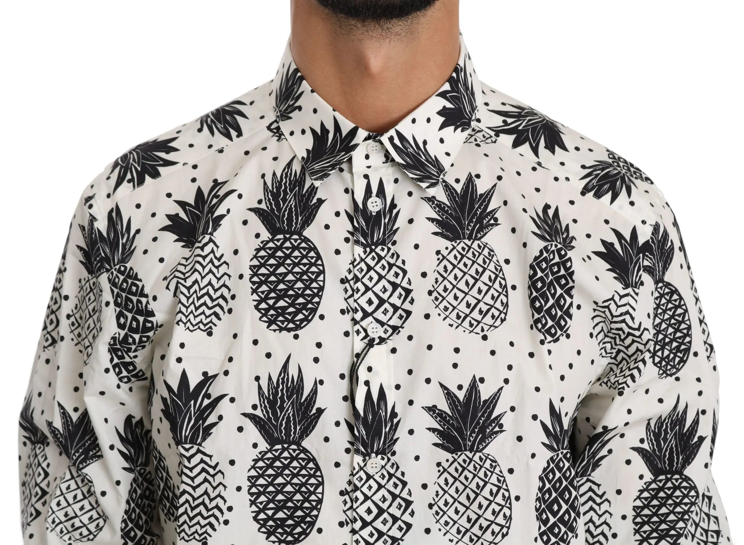 Dolce & Gabbana White Pineapple Cotton Top Shirt - Zeiniez