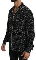 Dolce & Gabbana Black Skull Print Silk Sleepwear Shirt - Zeiniez