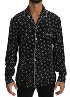 Dolce & Gabbana Black Skull Print Silk Sleepwear Shirt - Zeiniez