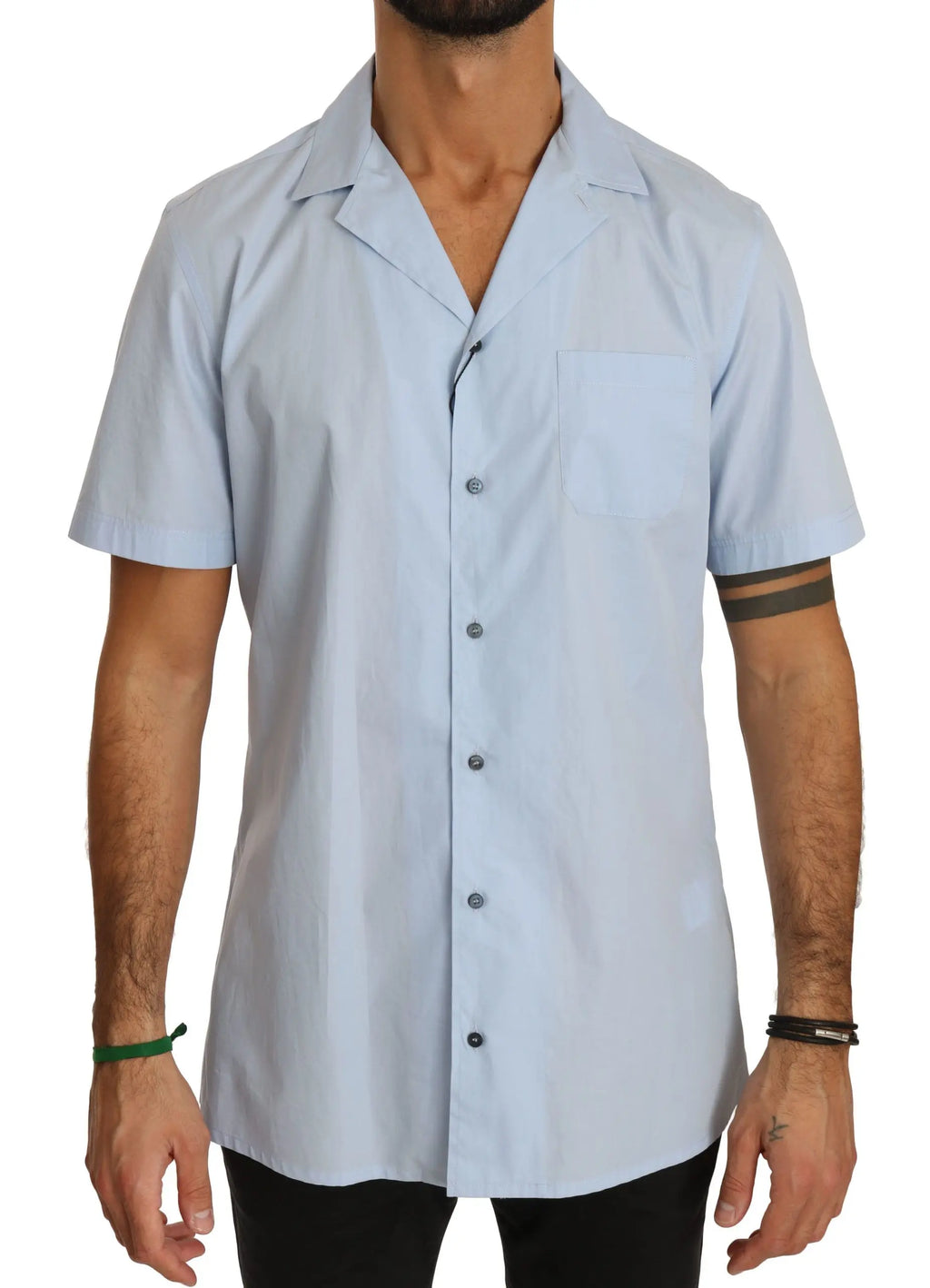 Dolce & Gabbana Blue Short Sleeve 100% Cotton Top Shirt - Zeiniez