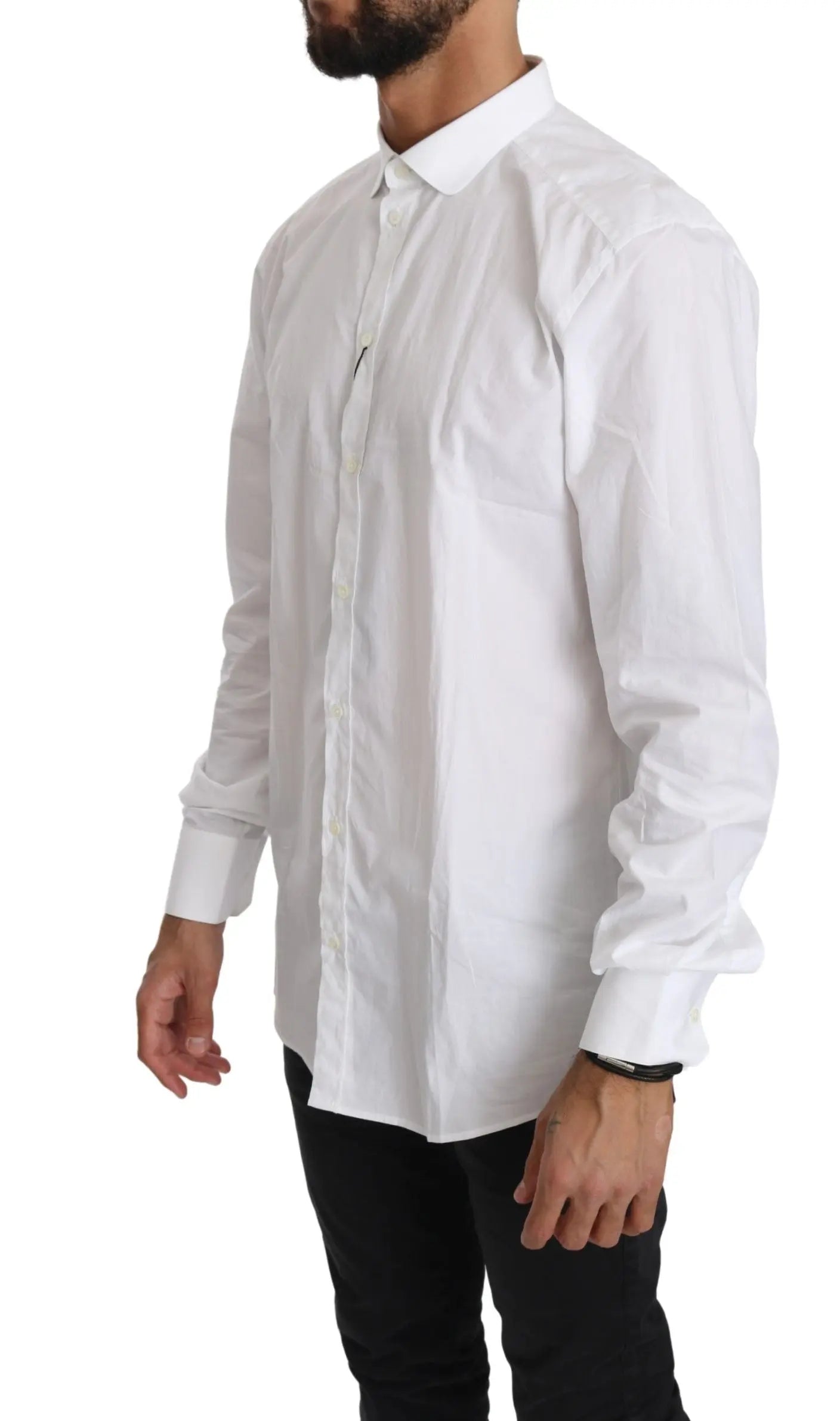 Dolce & Gabbana White Cotton Long Sleeve Top Shirt - Zeiniez