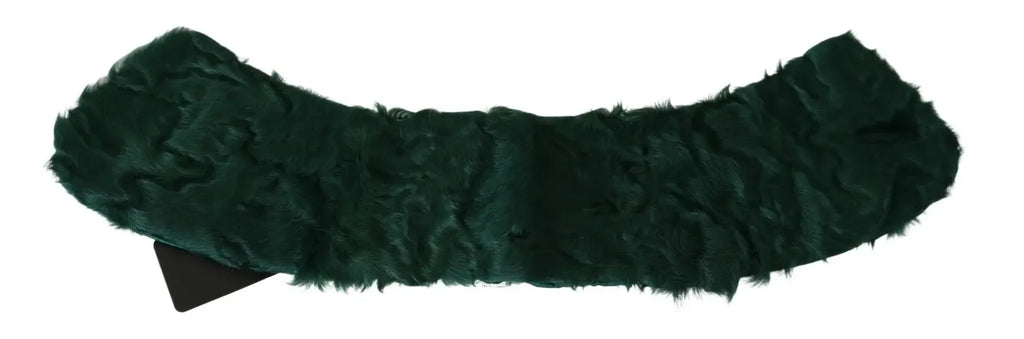 Dolce & Gabbana Green Fur Shoulder Collar Wrap Lambskin Scarf - Zeiniez