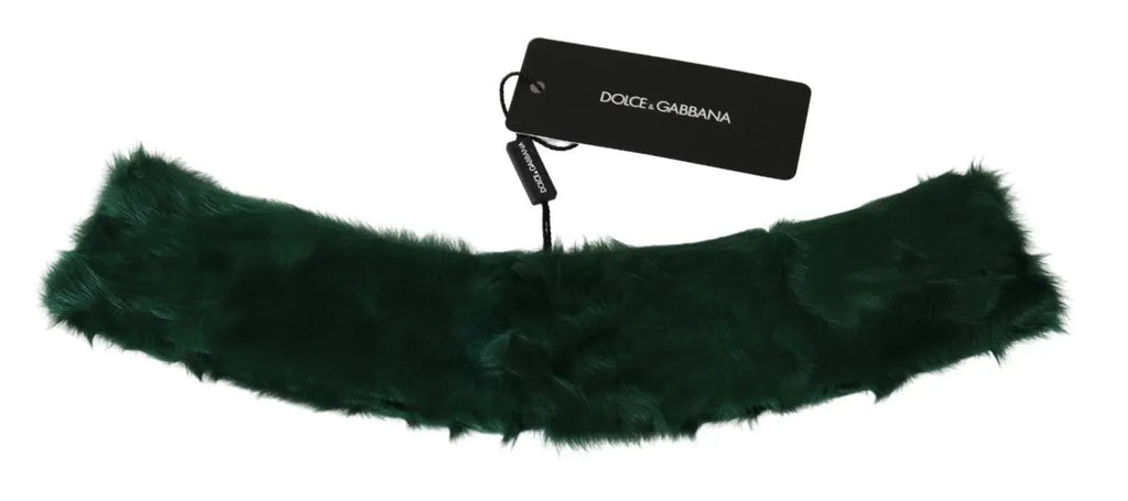 Dolce & Gabbana Green Fur Neck Collar Wrap Lambskin Scarf - Zeiniez