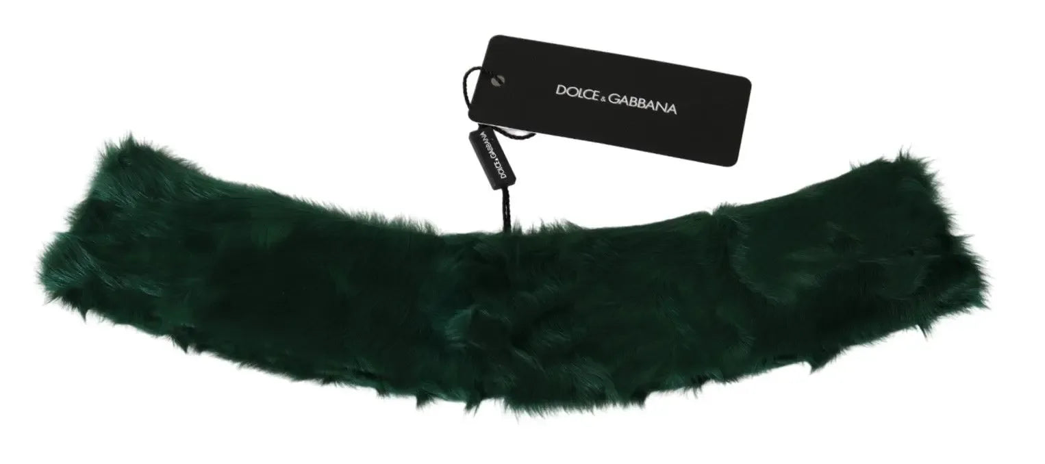 Dolce & Gabbana Green Fur Neck Collar Wrap Lambskin Scarf - Zeiniez