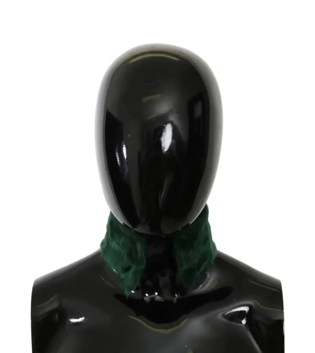 Dolce & Gabbana Green Fur Neck Collar Wrap Lambskin Scarf - Zeiniez