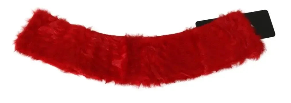 Dolce & Gabbana Red Fur Neck Collar Wrap Lambskin Scarf - Zeiniez
