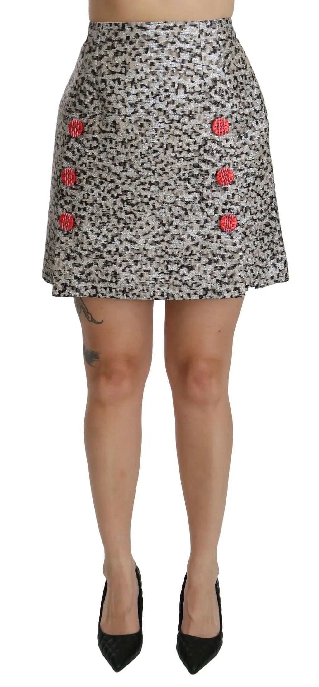 Dolce & Gabbana Silver Pattern A-line High Waist Skirt - Zeiniez