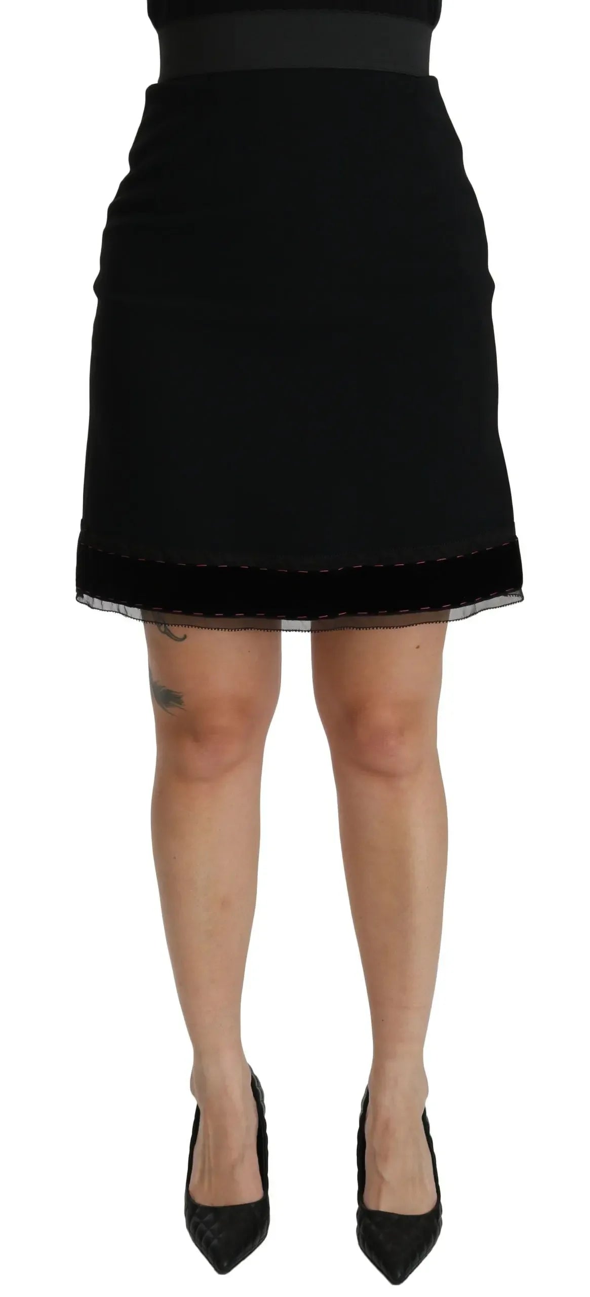 Dolce & Gabbana Black A-line High Waist Mini Viscose Skirt - Zeiniez