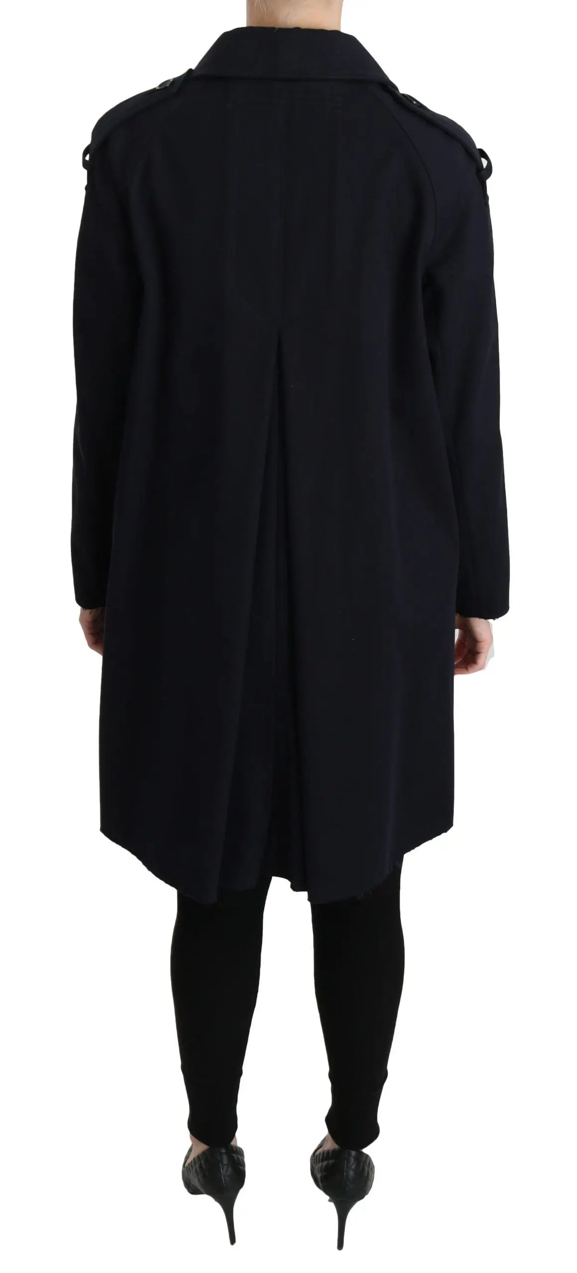 Dolce & Gabbana Coat Blue Cotton Women Trench Jacket - Zeiniez