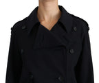 Dolce & Gabbana Coat Blue Cotton Women Trench Jacket - Zeiniez