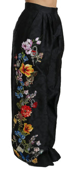 Dolce & Gabbana Black Brocade Floral Sequined Beaded Pants - Zeiniez
