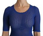 Dolce & Gabbana Blue See Through Round Neck Top Viscose Blouse - Zeiniez