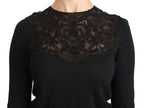 Dolce & Gabbana Black Silk Lace Crew Neck Long Sleeve Blouse - Zeiniez