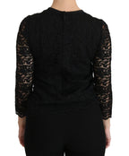 Dolce & Gabbana Black Lace Long Sleeve Nylon Blouse - Zeiniez