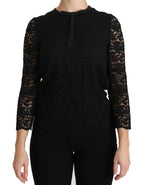 Dolce & Gabbana Black Lace Long Sleeve Nylon Blouse - Zeiniez