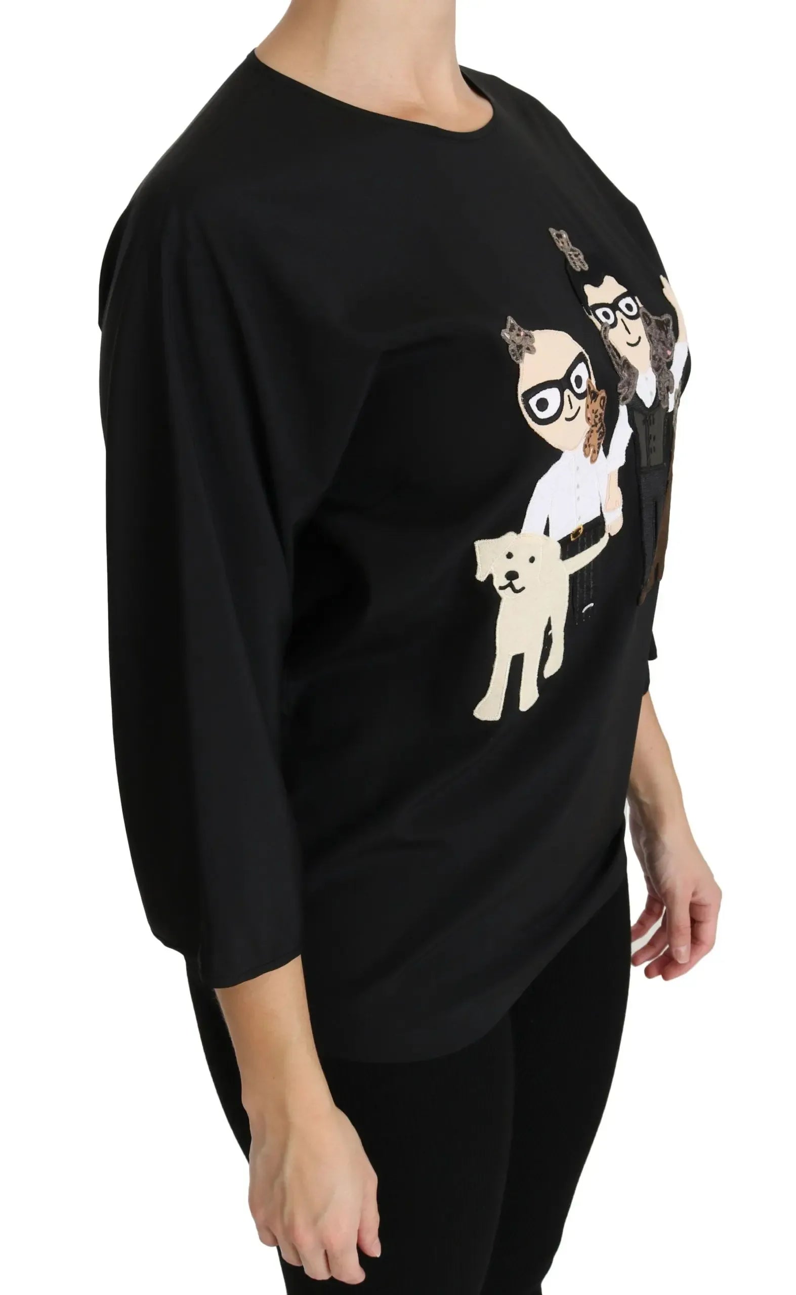 Dolce & Gabbana Black #dgfamily Top T-shirt Silk Blouse - Zeiniez