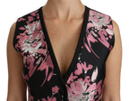 Dolce & Gabbana Black Pink Floral Waistcoat Vest Blouse Top - Zeiniez