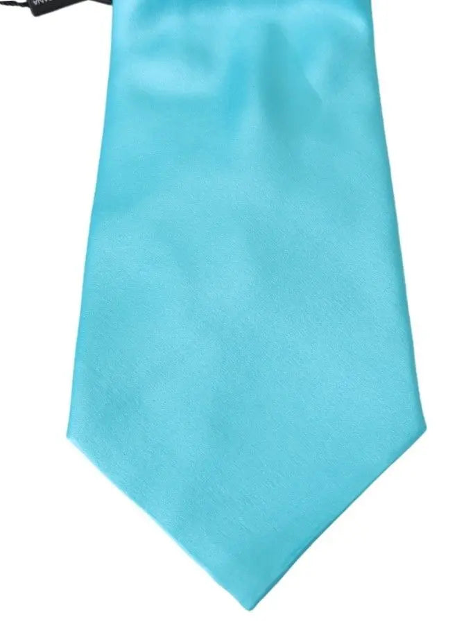 Dolce & Gabbana Light Blue Wide Mens Necktie Accessory 100% Silk Tie - Zeiniez