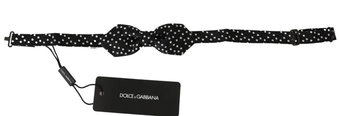 Dolce & Gabbana Black Polka Dots Mens Necktie Papillon 100% Silk Bow Tie - Zeiniez