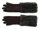 Dolce & Gabbana Brown Mid Arm Length Leather Fur Gloves - Zeiniez