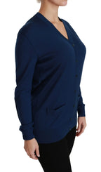Dolce & Gabbana Blue Button Cardigan Virgin Wool Sweater - Zeiniez