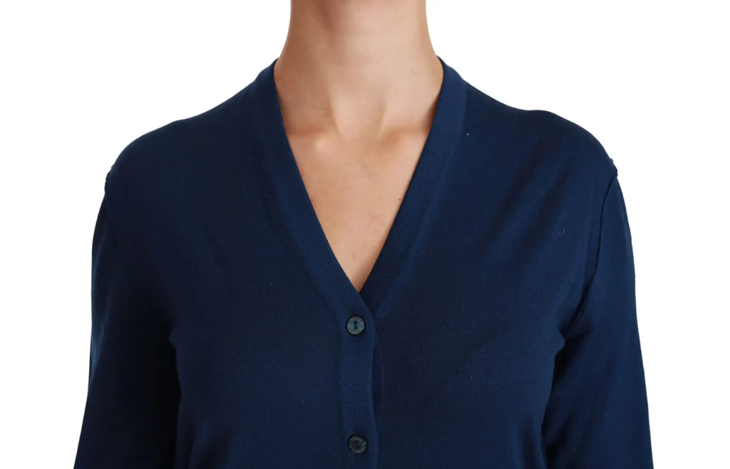 Dolce & Gabbana Blue Button Cardigan Virgin Wool Sweater - Zeiniez