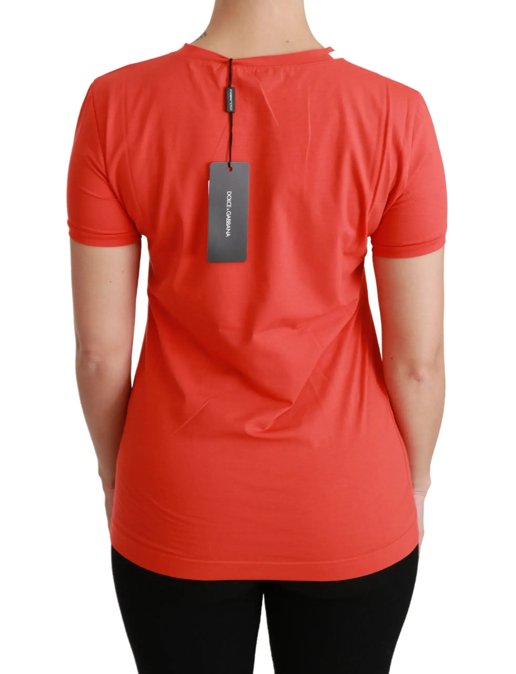 Dolce & Gabbana Red Crewneck Short Sleeve T-shirt Cotton Top - Zeiniez