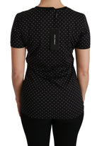Dolce & Gabbana Black Dotted Crewneck Cotton Top T-shirt - Zeiniez