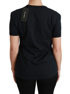 Dolce & Gabbana Blue Amore Patch Crewneck Cotton Top T-shirt - Zeiniez